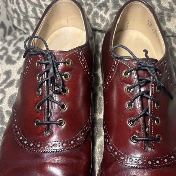 Johnston & Murphy Heritage Oxblood brown leather oxfords made in USA men’s 11.5